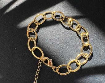 Boho link bracelet gold // minimalist adjustable | statement jewelry | festival accessory summer