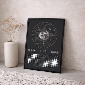 Moon Calendar 2026 Poster Black // Boho Wall Calendar with Moon Phases & Zodiac Signs | Astrology Wall Decor, Spiritual Gift Mindfulness image 19