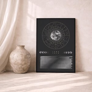 Moon Calendar 2026 Poster Black // Boho Wall Calendar with Moon Phases & Zodiac Signs | Astrology Wall Decor, Spiritual Gift Mindfulness image 14