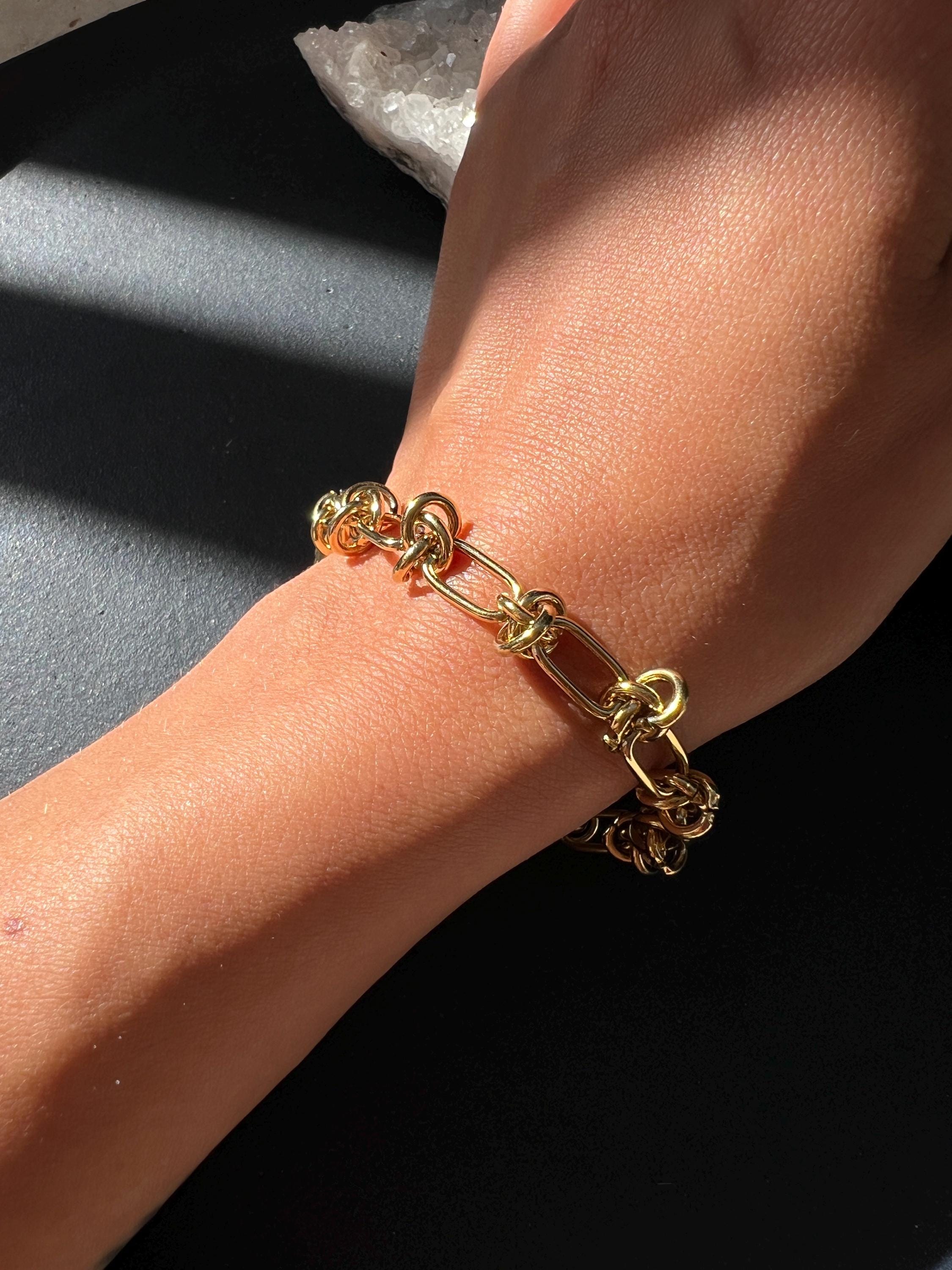 HOORSENBUHS® | 5MM OPEN-LINK™ BRACELET Gold 24K O Link Chain Link Bracelet, Boho, Bohemian, Trendy Handmade display picture 1