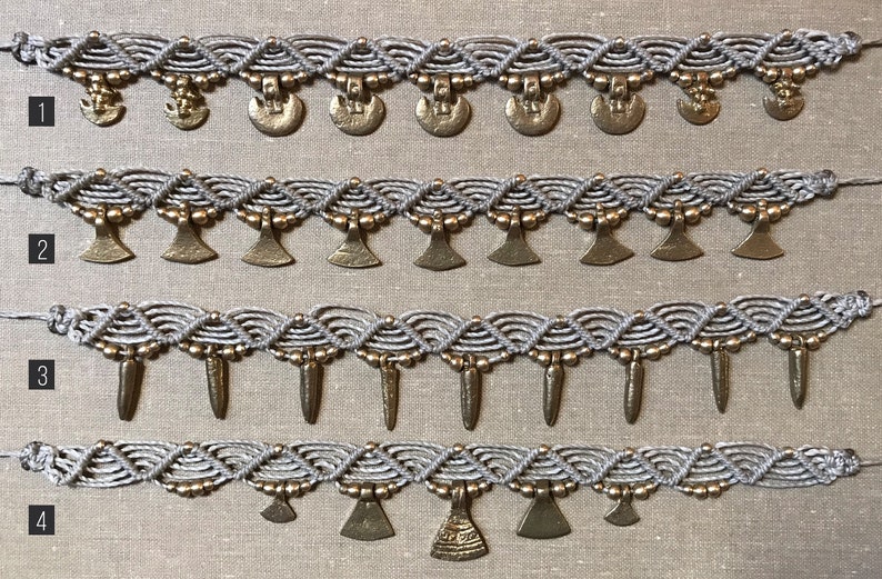 Macrame necklace // brass pendant // golden beads, orient, antique, adjustable, unisex, boho jewelry, Celtic, Moroccan, knot art image 3