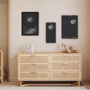 Månkalender 2027 Svart // Minimalistisk väggkalender, månfasposter, astrologikalender Boho, stjärnteckendekor, present bild 13