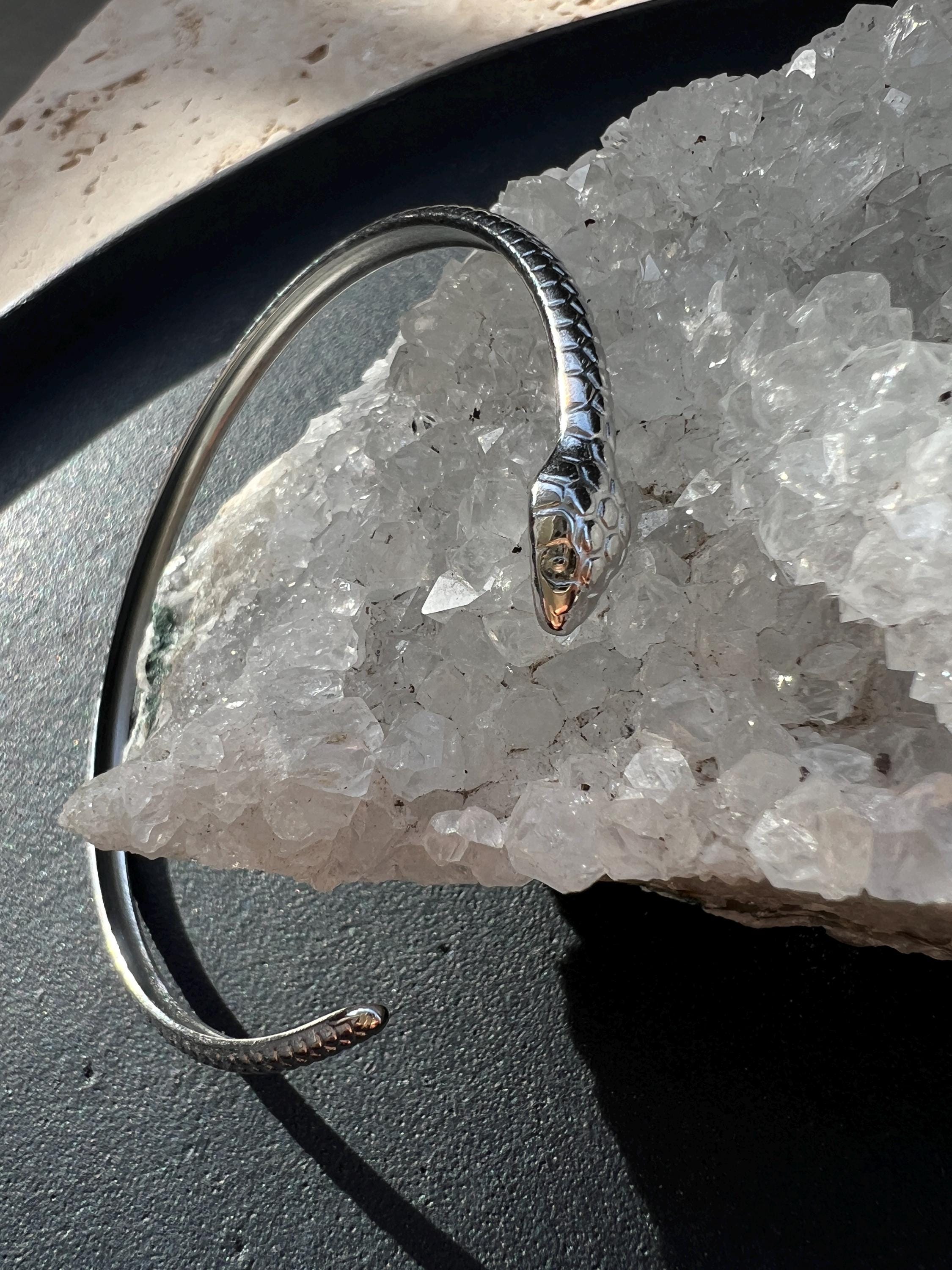 Snake Bangle Gold & Silver | Boho Antique Bracelet | Adjustable