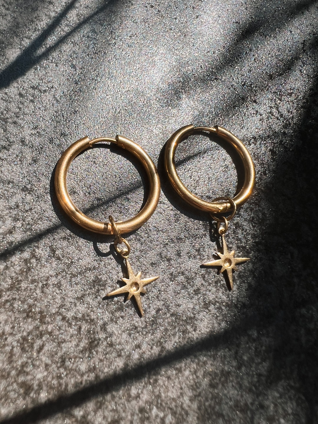Hoop Earrings Star Boho Gold - Etsy