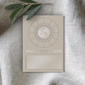 Notebook 2025 Moon Calendar, Moon Phases Journaling, Beige // Moon Ritual, Astrology, Calendar, Appointment Calendar, Annual Planner, New Year