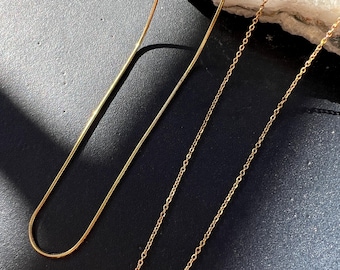 Delicate gold & silver chain | Stainless steel jewelry for women | Layering necklace | Minimalist boho jewelry | Basic link snake chain