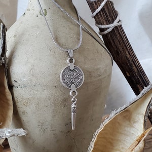 Coin Antique Spear Necklace // Aztek Jewelry, Unique, Boho, Silver, Moroccan