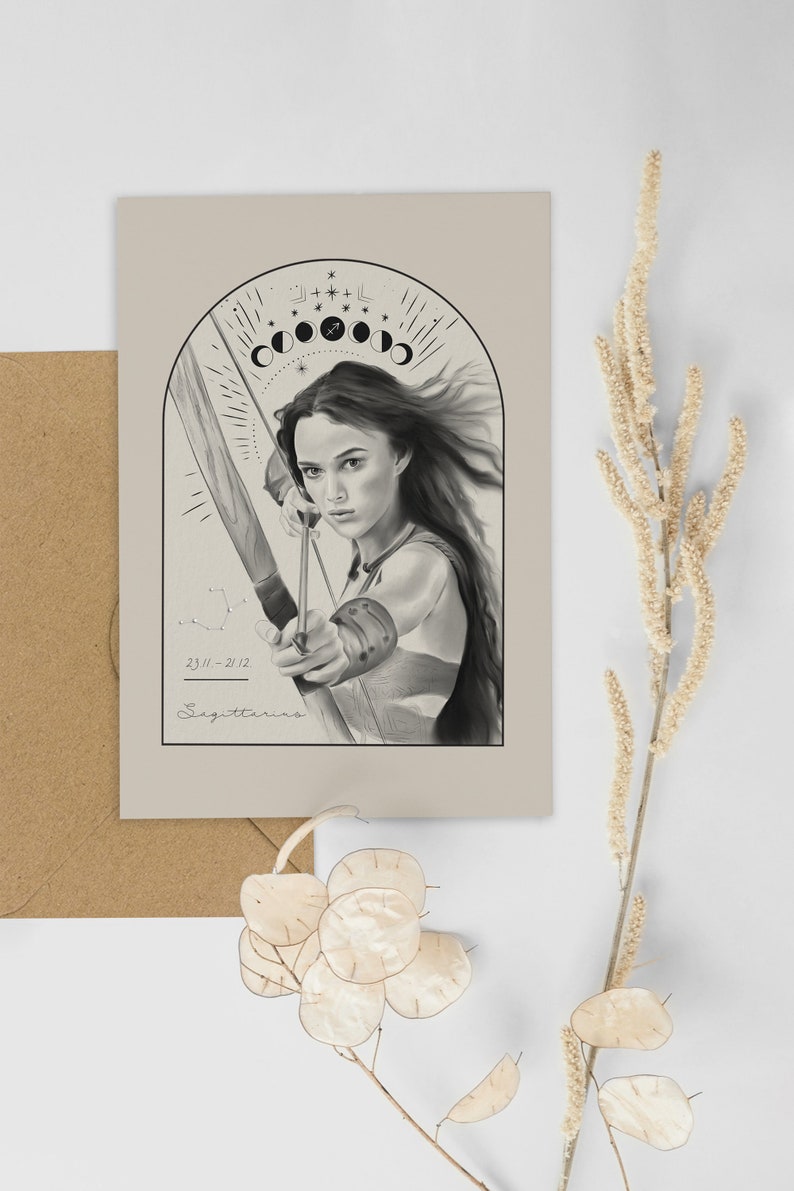 Zodiac sign Sagittarius postcard // illustration, astrology, greeting cards image 5
