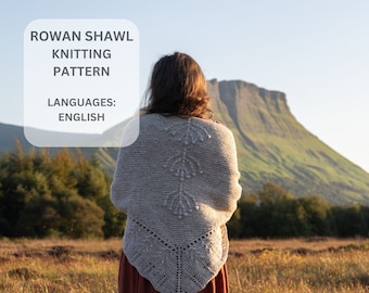 ROWAN SHAWL pattern, shawl knitting pattern, scarf knitting pattern, pdf knitting pattern