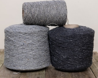 Mjukt Donegal tweedgarn, irländsk tweedgarn, 100 % merinoullgarn, nyanser av grått - 50 g