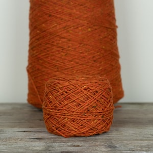 Donegal Aran tweed yarn, aran wool yarn, worsted weight yarn, Irish wool yarn - orange