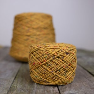 Donegal Aran tweed yarn, aran knitting yarn, worsted weight yarn, Irish wool yarn - mustard yellow