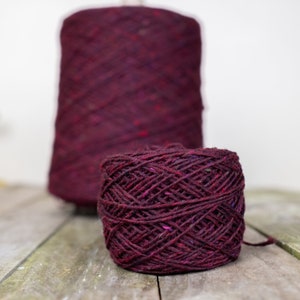 Donegal Aran tweed yarn, aran knitting yarn, worsted weight yarn, Irish wool yarn - burgundy