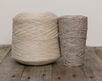 Mjukt Donegal tweedgarn, irländsk tweedgarn, 100 % merinoullgarn, off-white och havregrynsfärgad - 50 g