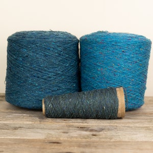 Irish tweed yarn, Soft Donegal merino tweed, 100% merino wool, fingering weight knitting yarn, shades of  teal and turquoise - 50 gm