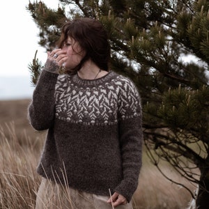 FROST FLOWERS sweater pattern, womens sweater knitting pattern, round yoke sweater pattern, lopapeysa pattern