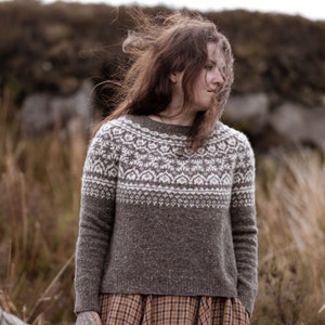 FERNWOOD sweater pattern, womens sweater knitting pattern, round yoke sweater pattern, lopapeysa pattern