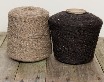 Mjukt Donegal tweedgarn, irländsk tweedgarn, 100 % merinoullgarn, brunt stickgarn - 50 g