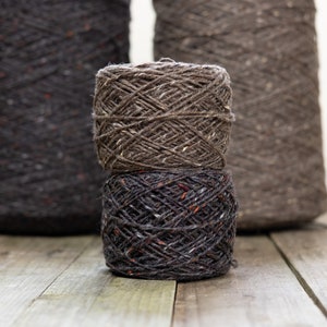 Donegal Aran tweed yarn, aran wool yarn, worsted weight yarn, Irish tweed yarn - shades of brown