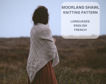 Modello SCIALLE MOORLAND, modello a maglia scialle, modello a maglia sciarpa, modello a maglia pdf