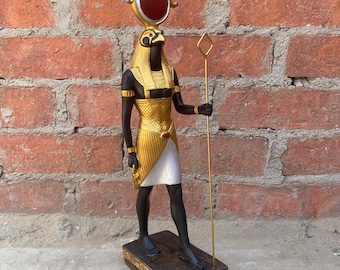 Very cool statue of Horus standing in color, handmade by me, made in Egypt