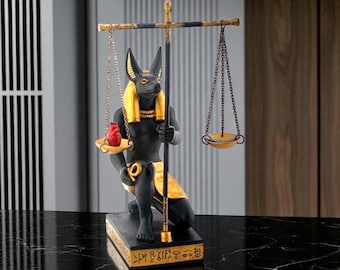 Handgemachte Anubis Waage Statue - Altägyptisches Gottesgericht Skulptur - Mythologie Dekor Made in Ägypten