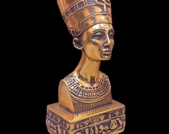 An excellent model, the head of Queen Nefertiti, hand made by me with gold leaf.