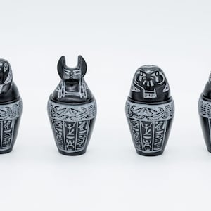 Canopic jars set, excellent industry, hand made, black color, made in Egypt