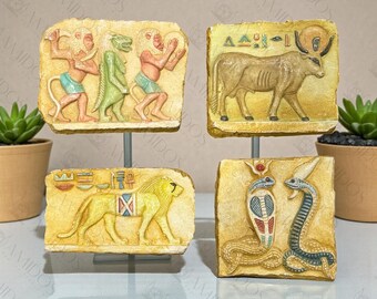 Vier kleine, einzigartige und außergewöhnlich schöne ägyptische Malereien