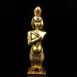 A unique statue of King Akhenaten or Amenhotep IV. Hand made, excellent quality, fine taste, gold leaf.
