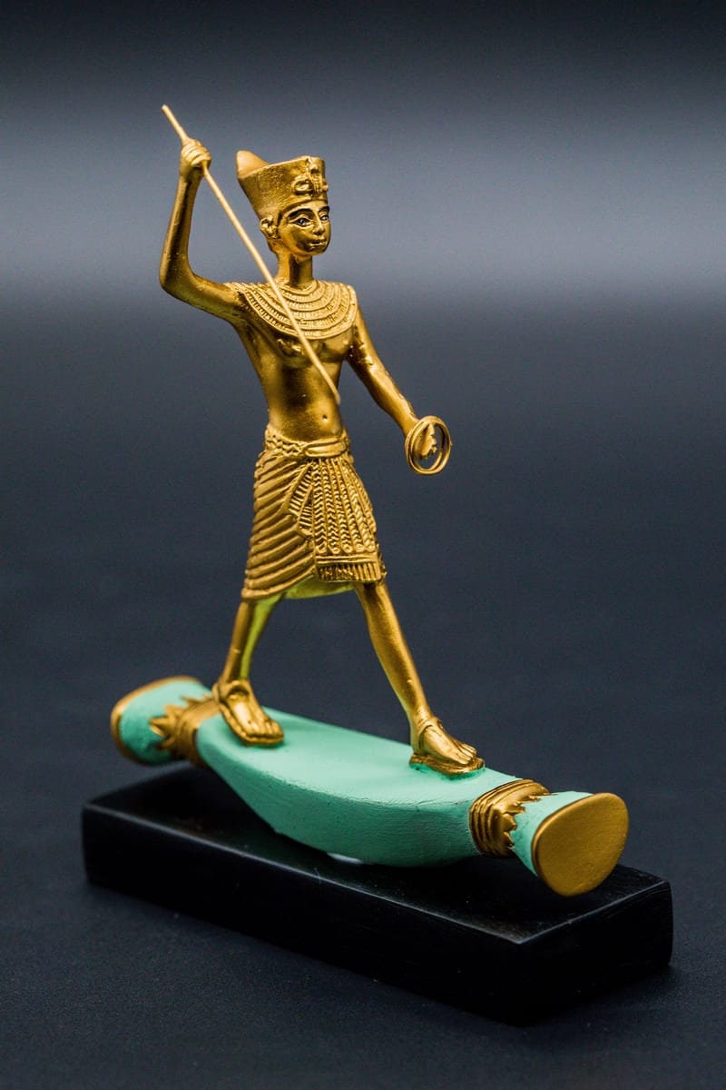 Statuette Pharaon Toutankhamon - Hauteur 36 Cm - Résine Dorée - Décoration égyptienne - Neuf