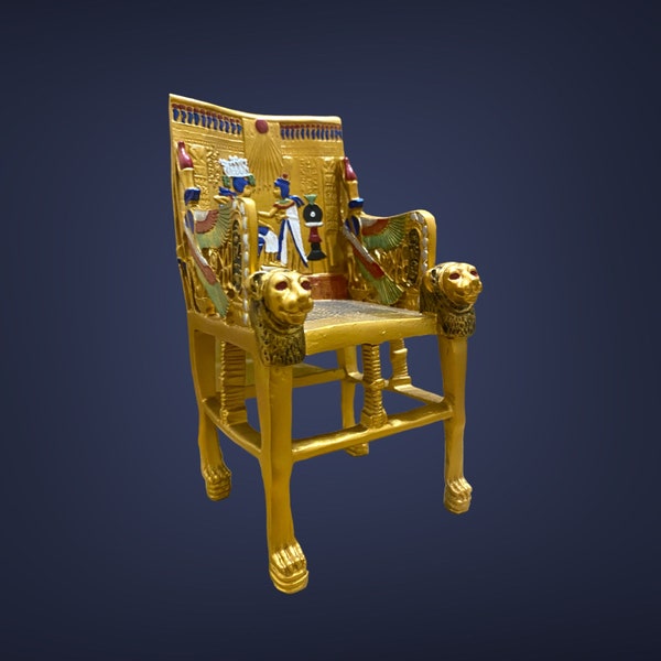 King Tutankhamun throne chair, wonderful bright colors, handmade