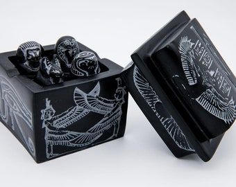 Canopic jars box  Black color  Handmade by me  Made in Egypt