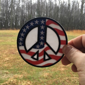 American Flag Peace Symbol-Backpack patch-Hiking Patch-Outdoors patch