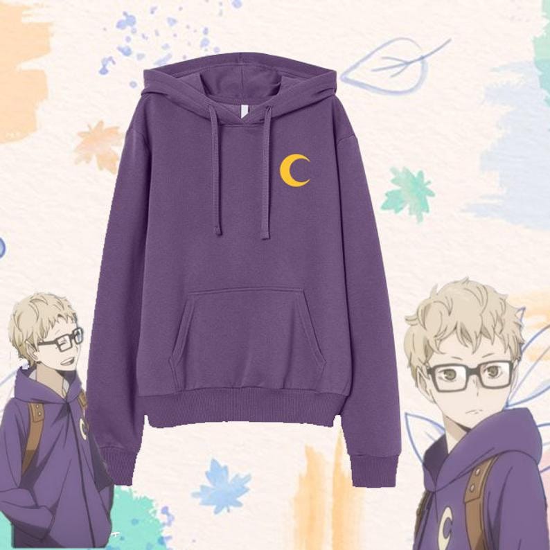Haikyuu Tsukishima Moon Kei Tsukishima Hoodie Tsukishima Purple