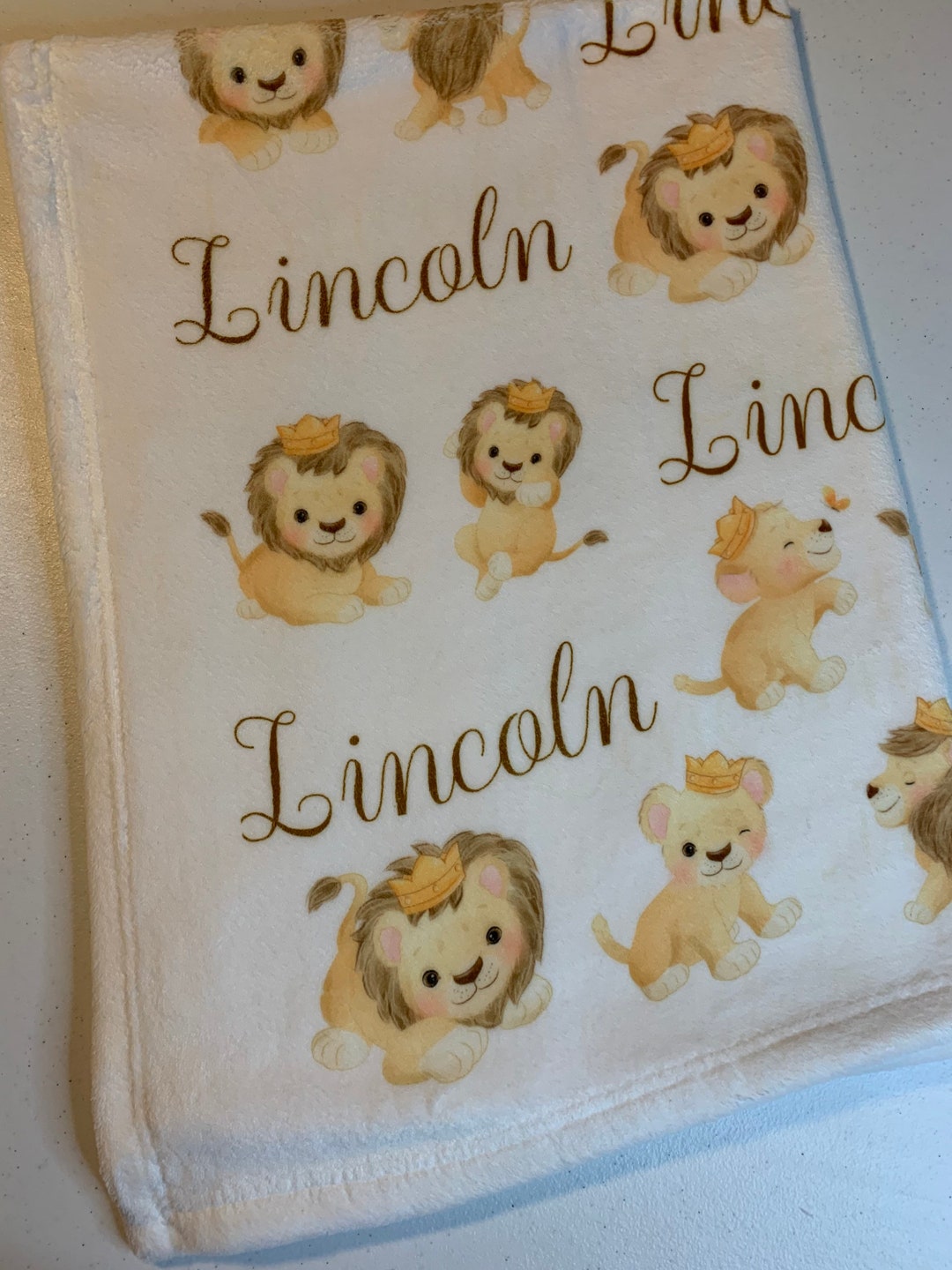 Personalized Baby Name Baby Blanket - Little Lion - Soft Plush Fleece ...