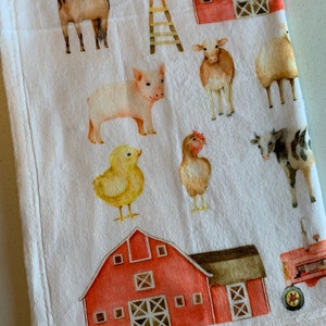 Personalizado nombre del bebé manta del bebé - animales de la granja de la vaca cerdo cerdo oveja pollos - suave de felpa fleece