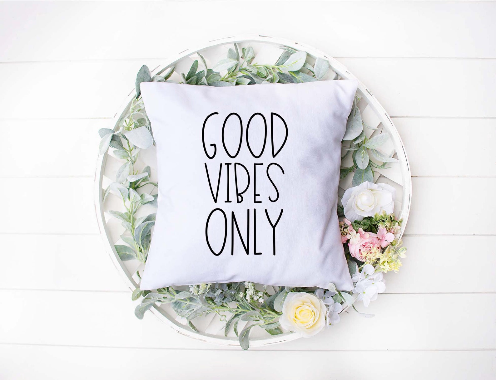Good Vibes Only Decorative Pillow Cover ONLY 18 X 18 Inches Etsy