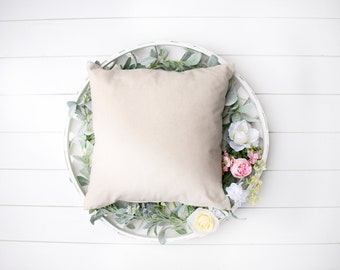Sublimación en blanco 18 x 18 Funda de almohada decorativa de lino de poliéster natural