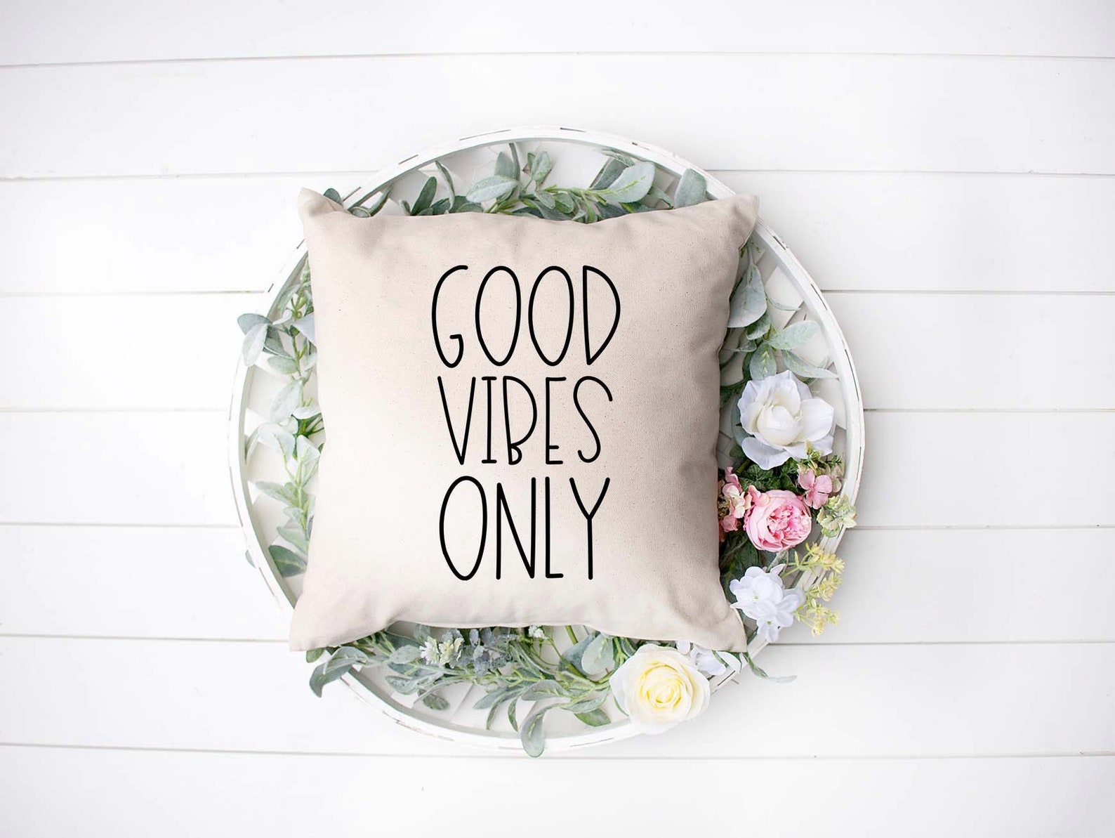 Good Vibes Only Decorative Pillow Cover ONLY 18 X 18 Inches Etsy