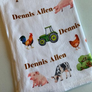 Personalizado nombre del bebé manta bebé - animales de granja y tractor - suave de felpa fleece