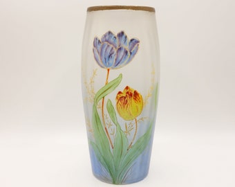 Vaso Tulipano LEGRAS - Tulipani smaltati in vetro satinato - Art Nouveau