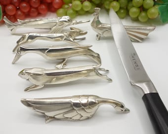 Set of 6 French Art Deco knife rests - Edouard Sandoz - Gallia Christofle - silver plated - 1930.