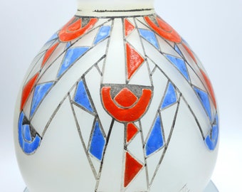 Vase en cristal Art déco JOMA - Design géométrique - Signé