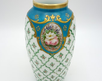LEGRAS - Sublime vase en opaline - Louis XV - Pompadour - Victorien