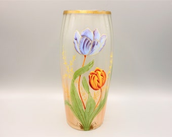 Vaso Tulipano LEGRAS - Tulipani smaltati in vetro satinato - Art Nouveau