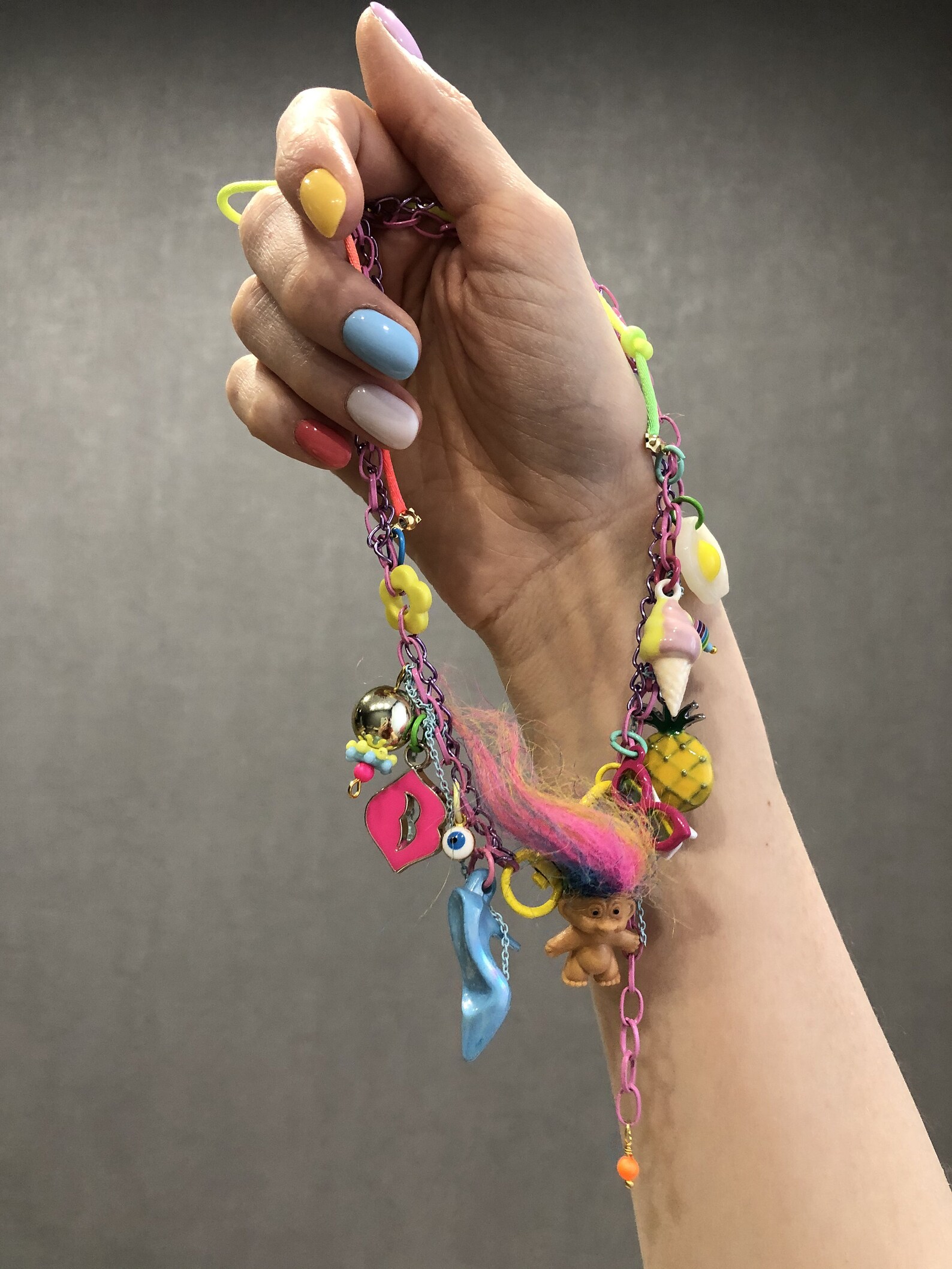 Rainbow Troll Doll Necklace Troll Charm Necklace Rainbow Etsy