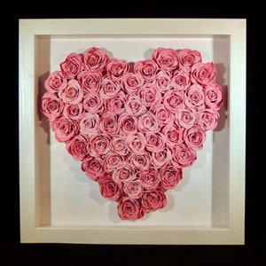 Pink Paper Rose Shadow Box Frame, 10x10 Shadow Box, Pink Paper Roses, Valentine/Anniversary/Wedding/Engagement Gift, Custom Frame