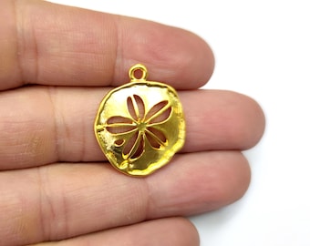 2 Flower charms Gold plated charms 27x22mm HNF1083