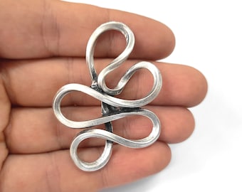 Silver charms pendant Antique silver plated pendant 53x40mm HNF514